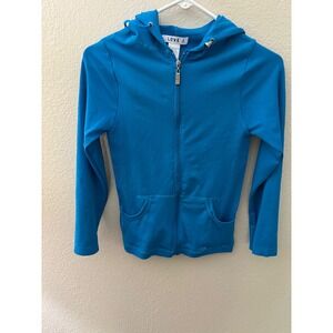 LOVE J Blue Full Zip Hoodie Jacket‎ S/M Small Medium Athleisure Casual
(A705)
